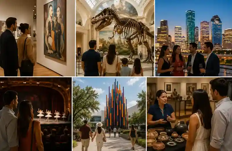 Visitors exploring Houston museums, art galleries, cultural attractions, and exclusive private experiences across the city.